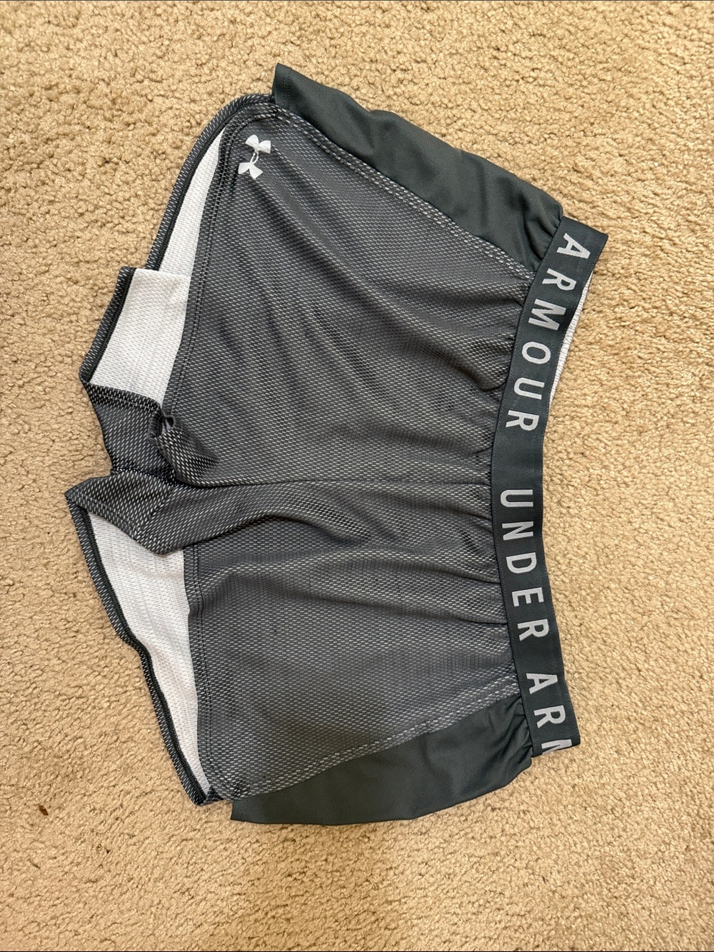 Under Armour Women’s Black Mesh Athletic Shorts with White Liner